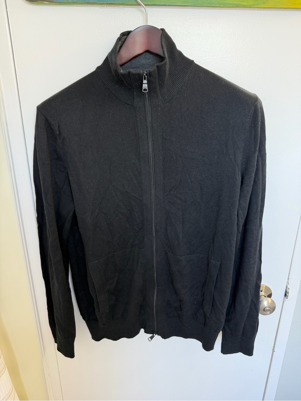 Banana Republic Luxury (Silk/Cashmere) Blend Full-Zip Sweater – Black